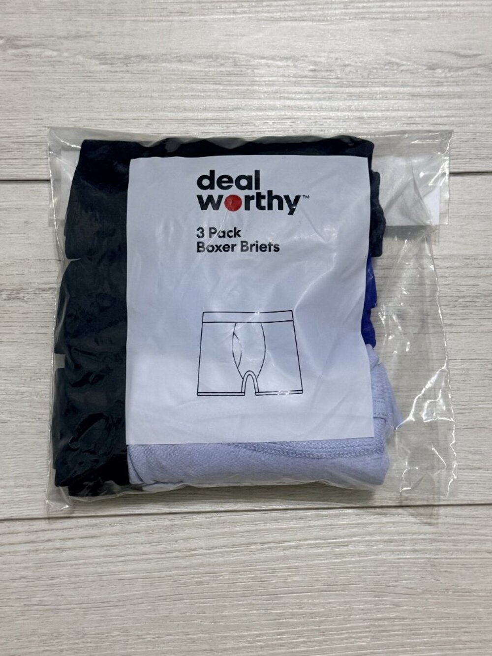 Deal Worthy Men's Boxer Briefs 3 Pack Cotton Blend Multicolored Large NEW